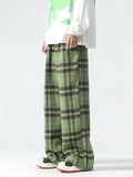 Male Casual Popular Elastic Waist Plaid Pants