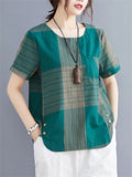 Elegant Lattice Loose Shirts For Women