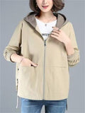 Fashion Korean Style Hooded Mom Jackets for Women