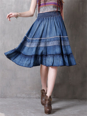 Women's Fashion Splice Denim Skirt