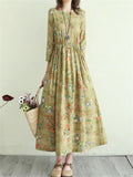 Cotton Linen Floral Slim Women's Dresses