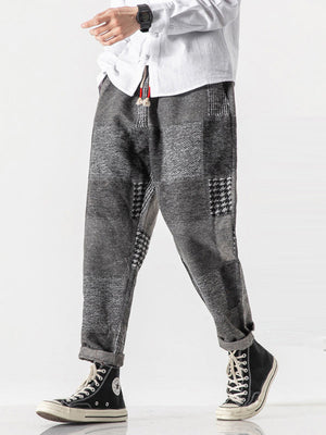 Winter Thick Loose Plaid Woolen Pants
