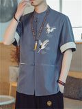 Casual Embroidered Stand Collar Shirts