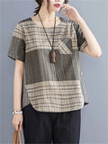 Elegant Lattice Loose Shirts For Women