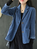 Women's Retro Fashion Corduroy Blazer Jackets