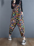 High-waisted Slimming Printed Denim Age-Reducing  Female Jumpsuits