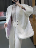 Women's Winter Elegant Floral Embroidery Faux Fur Collar Coat