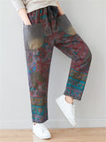 Printed Drawstring Straight Leg Pants With Pockets