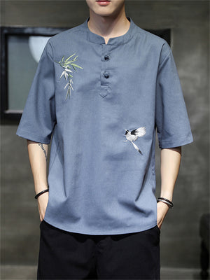 Chinese Hanfu Embroidered Popular Men's Shirts