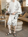 Men Casual Printed 3/4 Sleeve 2-Pieces Outfits