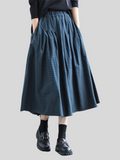 Cozy High Waisted Plaid Linen Skirts For Women