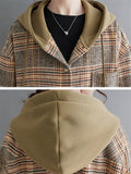 Women's Trendy Hooded Button Up Plaid Jacket