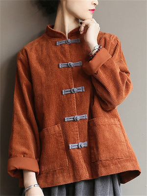 Vintage Chinese Style Corduroy Jackets for Women