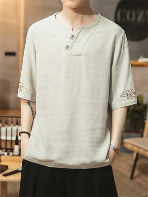 Traditional Chinese Solid Color Hot Men's Shirts