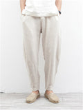 Solid Color Cotton Linen Harem Pants