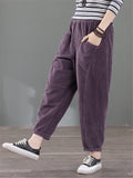 Solid Color Retro Corduroy Harem Pants