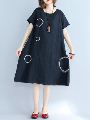 Women's Cozy Cotton Linen Midi Dress for Summer