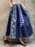 Lattice Patchwork New High Waisted Lady Skirts