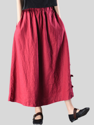 Cotton Linen Embroidery Vogue Women's Skirts