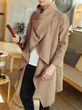 Cool Irregular Cotton Linen Long Cloak For Men