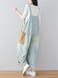 Cute Comfort Color Block Denim Overalls