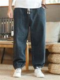 Casual Drawstring Ankle Banded Denim Pants