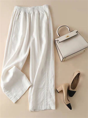 Women's Fashion Cozy High Waist Straight Leg Casual Linen Pants