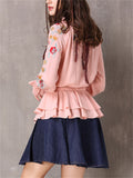 Stylish Embroidered Pink Color Long Sleeve Shirt