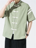 Chinese Style Retro Contrast Color Men's Shirts