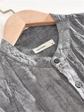 Vintage V-Neck Half Sleeve Comfy Linen Shirt for Men