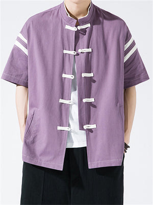 Chinese Style Retro Contrast Color Men's Shirts