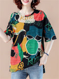 Loose Multicolor Printed Casual T-shirts