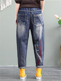 Fashion Printed Splice High-waist Jeans