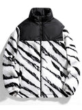 Newly Design Winter Zebra Stripes Thermal Casual Young Men's Cotton Coats