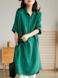 Women's Short Sleeve Casual Cotton Linen Holiday Dresses