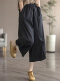 Female Summer Cotton Linen Retro Cropped Pants