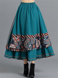 Cissot Boho Style A-Line Blue Skirts