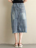 Women's Denim Embroidery Long Skirts