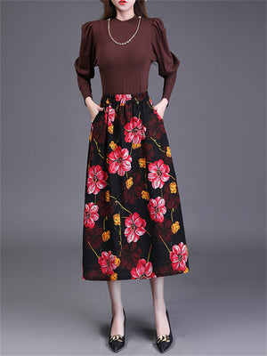 Cotton Linen High Waist Flower Bud Skirt