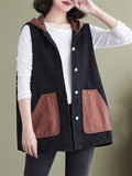 Spring Autumn Female Sleeveless Original Loose Vest Hooded Jackets