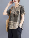 Elegant Lattice Loose Shirts For Women