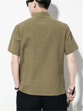 Short Sleeve Solid Color Stand Collar Shirts