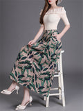 Cotton Linen Comfortable Leaf Long Skirt