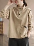 Corduroy Autumn Winter Literary Solid Slimming Ladies Shirts