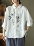 Women's Comfy Cotton Linen All Match Button Up Shirts