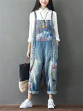 Fashion Printed Splice Denim Jumpsuits