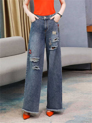 Slim High Waisted Women's Hole Jeans