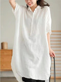 Women's Short Sleeve Casual Cotton Linen Holiday Dresses