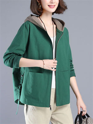 Fashion Korean Style Hooded Mom Jackets for Women