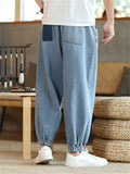 Casual Drawstring Ankle Banded Denim Pants